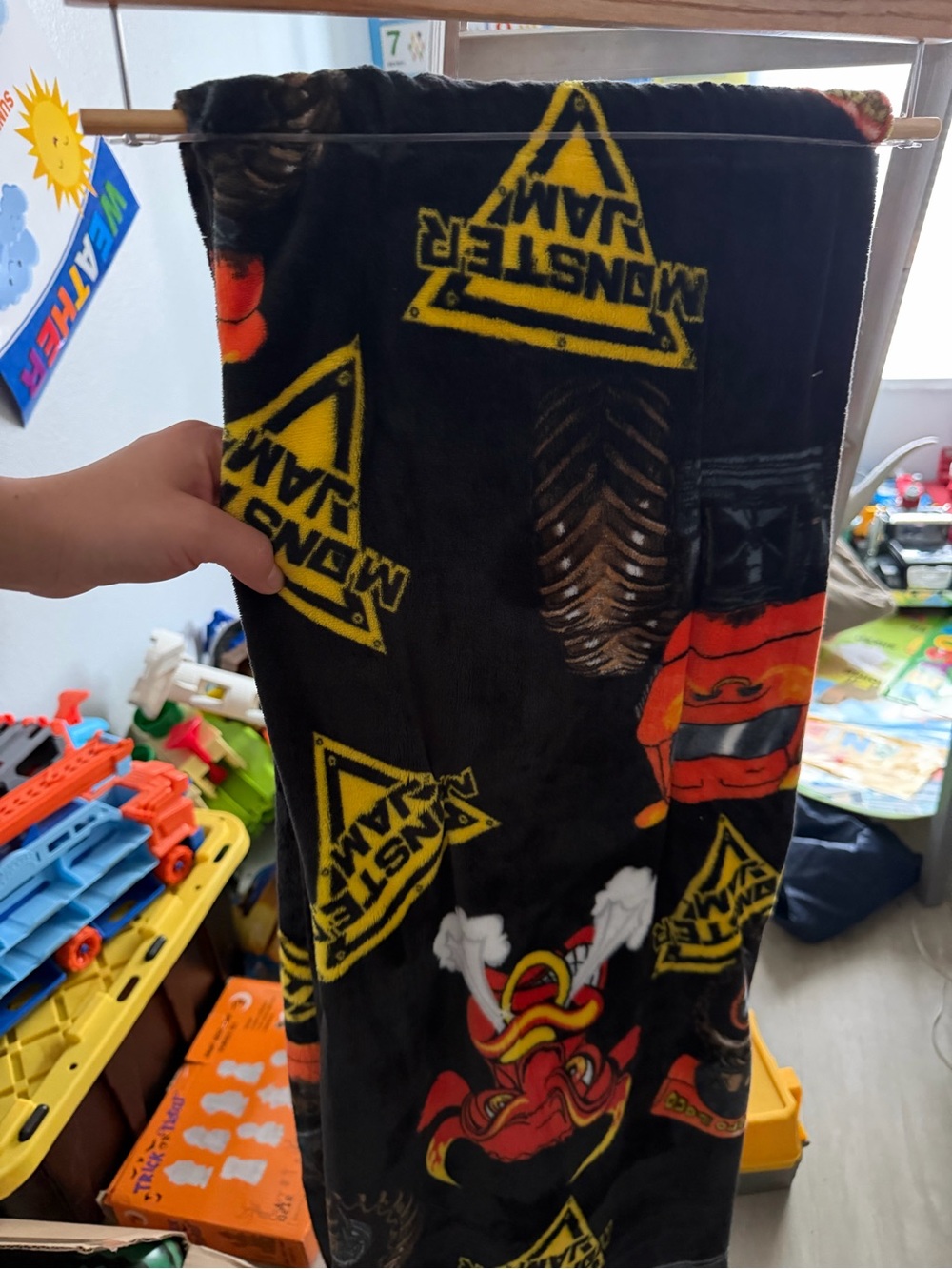 Monster Jam Black Kids Plush Throw Blanket